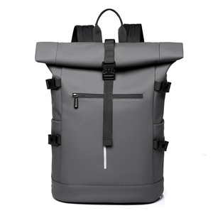 Stylish Roll Top Men's Backpack Lightweight Laptop <strong>Bag</strong> for <strong>College</strong> <strong>Students</strong> Casual Travel Custom Logo Factory Wholesale - Product Image 1