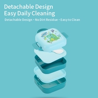 Boîte à lunch pour enfants en PP sans BPA, couvercle en plastique, cuillère-fourchette, poignée de transport, compartiment à double niveau, utilisable au micro-ondes pour l'école et les pique-niques