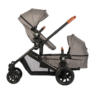 Poussette double pliable légère en lin pour bébés, avec cadre en alliage d'aluminium à pliage à une touche, idéale pour l'hiver, côte à côte