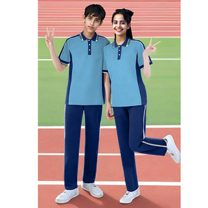 Set di uniformi scolastiche in cotone personalizzato per studenti delle scuole superiori sia maschili che femminili con opzione per stampare il Logo - Product Image 1