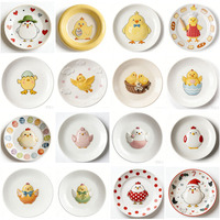 Assiette en céramique au design créatif de poussins, imprimé décoratif, pour restaurant, service, décoration murale, accessoire de table à manger