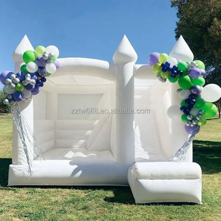 Mini Castle 8x8 13x13 komersial pernikahan balita Jumper kastil kecil putih dewasa bouncing rumah dengan perosotan komersial