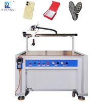 Machine semi-automatique CNC d'application de colle PUR à froid et de colle thermofusible par pulvérisation pour boîtes en carton et boîtes à cadre avec bordure en cuir