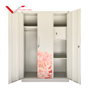 ארון בגדים בבית חדר שינה ריהוט פלדה אלמירה lemari pakaian besi ארמיו ארון הדפס מתכת 3 דלת ארון עם מראה - Product Image 4