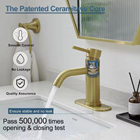 Robinet de lavabo de salle de bain moderne en acier inoxydable, monocommande, à capteur tactile, à poser sur le plan, finition brossée, à trou unique, avec valve en céramique, garantie 2 ans