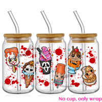 Vente en gros Halloween UV DTF Cup Wraps Livraison gratuite 16oz UV DTF Cup Wraps No Heat Need Waterproof UV DTF Cup Wrap Transfers