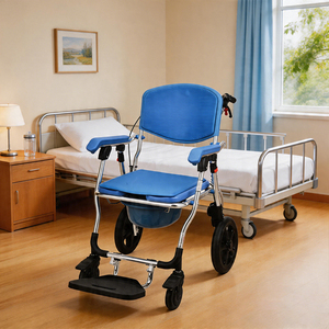 Chaise de toilette pliable en aluminium avec rotation à 360° °   Roues universelles |   Chaise de toilette portable robuste de 125 kg pour personnes âgées et soins à domicile - Product Image 2