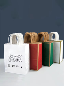 Bolsas <span class=keywords><strong>de</strong></span> Papel Kraft para Llevar Comida, con Logotipo Personalizado, al por Mayor, para Regalos, con Asas <span class=keywords><strong>de</strong></span> Cuerda Trenzada - Product Image 6
