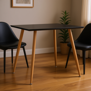 Tavolo da pranzo in MDF nero e rovere, 31,7 x 31,7 x 28,7 pollici, design moderno quadrato per uso domestico - Product Image 2