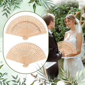 Custom Logo Handmade Sandalwood <b>Hand</b> <b>Fan</b> Hollow Out Wedding Decoration Handicraft Painted Wood Handheld <b>Fans</b> - Product Image 6