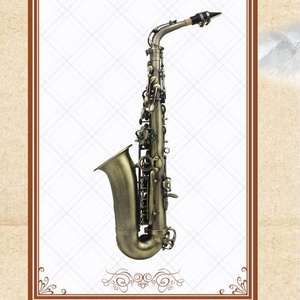 <strong>Hot</strong> Sale Alto Saxophone Green Antique Finish Hand Carved Abalone Shell Button EB Bronze <strong>Tube</strong> Body Brass Wind Music Brass Head - Product Image 4