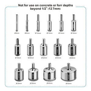 Steel 6-50mm Diamond <strong>Drill</strong> <strong>Bits</strong> 15pcs Hole Saw Set Vacuum Brazed for Glass Ceramic Granite Hollow Core <strong>Extractor</strong> Remover Tool - Product Image 2
