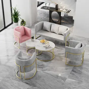 Muebles de sofá de tela nórdica, escritorio de recepción de negociación moderno simple y combinación de Silla, sofá de lujo ligero