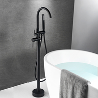 Robinet de baignoire à poignée unique 6021B-K, mitigeur de salle de bains avec bec pivotant sur pied en laiton or ensemble de douche