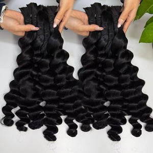 Produits d'usage quotidien : Cheveux humains naturels noirs en vrac pour tresses, Cheveux humains indiens bruts en vrac, Extensions de cheveux style bohème en promotion - Product Image 6