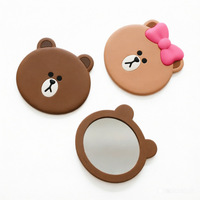Miroir de maquillage en silicone personnalisé avec des animaux de dessin animé, miroir rond portable avec revêtement en époxy, personnalisation, miroir cosmétique portable, cadeau promotionnel