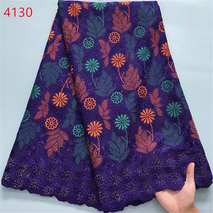 Tessuto in Pizzo Africano 4130 <span class=keywords><strong>con</strong></span> Ricami e Strass, Voile Svizzero di Alta Qualità per Abiti da Sposa e Cucito Femminile - Product Image 6