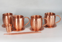 Ensemble de 4 gobelets de fête en cuivre massif personnalisés, ensemble de mugs Moscow Mule en cuivre pur