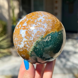 Wholesale Natural Ocean Rainbow Chalcedony Sphere, Unique Veins & Vivid Ocean Hues, Educational Specimen, Home Display <b>Ornament</b> - Product Image 6