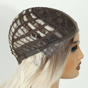 Perruque <span class=keywords><strong>mi</strong></span>-longue en fibre synthétique de 24 pouces avec <span class=keywords><strong>frange</strong></span> droite, ondulée, bouclée, ondulée, pour un usage quotidien, taille de bonnet réglable - Product Image 5