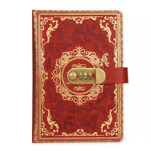 Cuaderno con purpurina A5 Flor en relieve Diario secreto Papel rayado Cuaderno de cuero Vintage para estudiantes - Product Image 1
