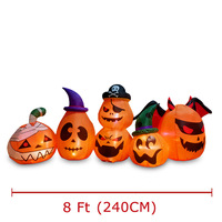 Décorations de fête d'extérieur LED gonflables en polyester de 24 mètres, thèmes Halloween : Momie, Pirate, Chauve-souris et Citrouille