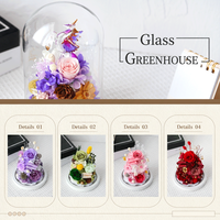 Ornement en verre fait main avec dôme, roses séchées fraîches, plantes préservées à LED, fleur éternelle naturelle pour la Saint-Valentin