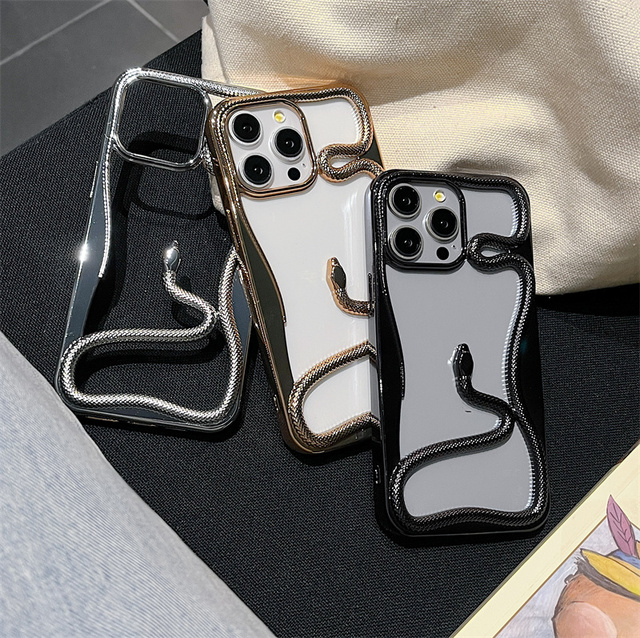 Fashion Electroplating Hollow Snake-shaped Phone Cover for iPhone 16 case Luxury Phone case for iPhone for Samsung S23/S24/S25