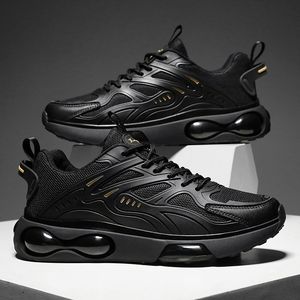 Zapatillas Deportivas Negras con Malla Transpirable, Cordones, Punta Redonda, para Caminar, Todas las Temporadas, Suela de Goma, Entresuela de EVA - Product Image 1