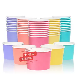 ग्राहक मुद्रित कागज कप रंगीन थोक एकल दीवार कागज कप कागज आइस क्रीम कप