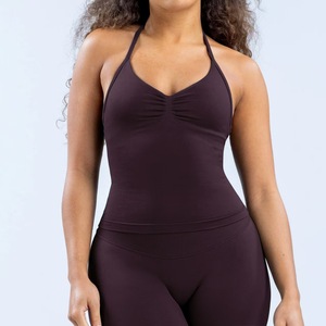 IStapromo Gifts Seamless <b>Longline</b> Strappy Gym Top Sports Shirts Yoga <b>Vest</b> Beautiful Open Back Bra Workout Halter <b>Women</b> Seamless - Product Image 5