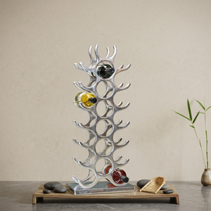 Porte-vin moderne en métal, forme organique, cinq niveaux, support de rangement durable pour la présentation de boissons dans le salon - Product Image 1