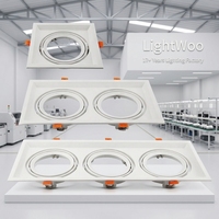 Support de plafonnier LED moderne en aluminium pour intérieur avec base AR111, cadre carré pour spot de plafond, style à visser, pour utilisation en entrepôt