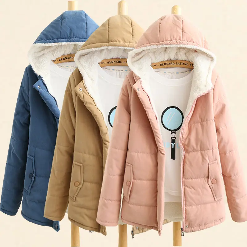 2022 winter thickened Korean hooded cotton padded coat women's long sleeved coat jacket