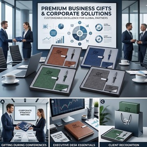 Coffret <span class=keywords><strong>Cadeau</strong></span> d'Entreprise Personnalisé : Carnet de Notes avec Étui à Cartes et Stylo, Logo Personnalisé, Couleur et Emballage sur Mesure - Product Image 4