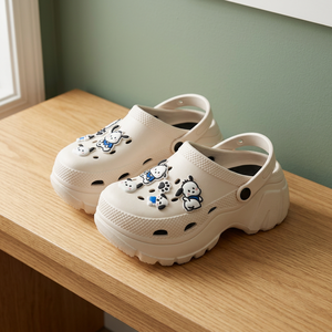 Diapositivas de plataforma de 7CM, decoración de cadena de concha de estrella rosa, zuecos ventilados, zapatos de pan para mujer, diseño al aire libre, playa, verano, zapatillas para niñas - Product Image 2