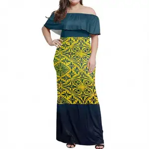 Femmes grande taille robes 4xl 5xl 6xl 7xl vêtements tribaux polynésiens Samoa fleurs imprimer personnalisé Sexy robe d'été hors épaule
