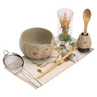 Ensemble de Matcha Cérémonial Unique en Céramique avec Fouet en Bambou Chasen, Mélangeur de Matcha, Kit Personnalisé et Bol à Matcha en Forme de Chat