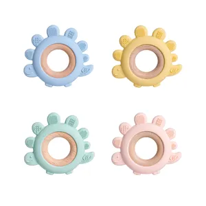 2024 Newest Custom Cute BPA Free Food Grade Silicone Baby Teethers Wood DIY Nursing Necklace Charms Wooden Teether