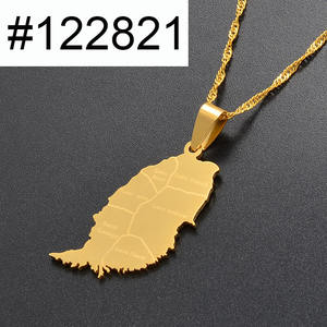 Collier pendentif carte de l'île de Grenade pour femmes, argent/or, bijoux des î<span class=keywords><strong>les</strong></span> des vents, acier inoxydable pour <span class=keywords><strong>les</strong></span> mariages # 122821 - Product Image 2