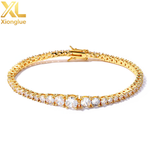 New Style Iced Out Jewelry Bling Diamond Tennis Chain Gold Silver Round Cubic Zirconia Tennis Chain <b>Bracelet</b> for Girls Gift - Product Image 1