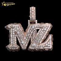Pendentif personnalisé en moissanite avec certificat GRA, breloques lettre prénom, en argent sterling 925, entièrement serti de moissanites VVS, style Hip Hop