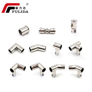 Conector de tubo redondo de acero inoxidable 304 Fulida de 90 y 135 grados, doble en T, con soporte de brida para vidrio - Product Image 1
