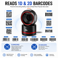 Escáner de Código de Barras de Escritorio JR Serie T37 Negro, Inalámbrico y con Cable, Escaneo de Códigos QR 1D/2D, Dispositivo de Escaneo USB Plug and Play para Supermercados