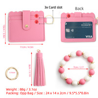 Accessoires d'autodéfense 2026, bijoux, bracelet en perles de silicone, porte-monnaie en PU, porte-cartes, bracelet, porte-clés
