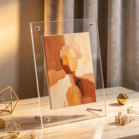 Porte-certificat en acrylique transparent de 3 mm double face avec support métallique pour cadre photo décoratif portable