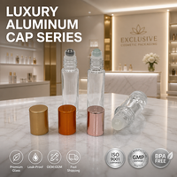 Flacons ronds en verre vides de 10 ml avec bouchon en aluminium anodisé, rechargeables pour parfum, aromathérapie, déodorant, huile, crème pour les yeux, rouge à lèvres