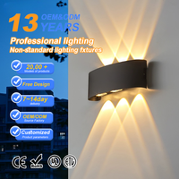 Applique murale LED extérieure étanche IP65, boîtier en aluminium, finition noir et blanc, luminaire mural pour jardin et patio, éclairage blanc chaud