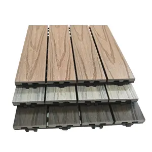 Modern 30x30 DIY WPC Interlocking Decking Tiles Brushed 3D Wood Grain Waterproof Anti-Slip For Outdoor Patio Tiles