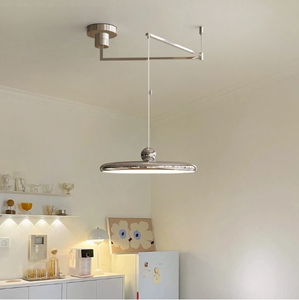 Lampe suspendue à bras mobile en forme de soucoupe à crème française, spectre complet, protection des yeux, design moderne minimaliste, lampe de table de bar et de salle à manger - Product Image 5